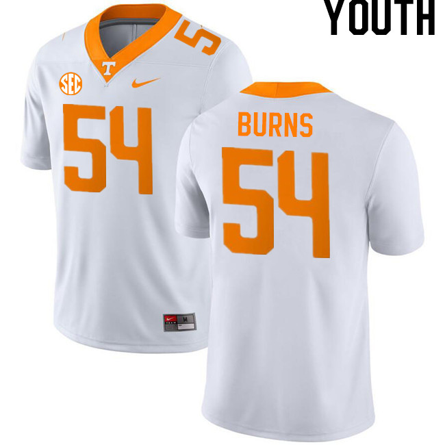 Youth #54 Jordan Burns Tennessee Volunteers College Football Jerseys Stitched-White